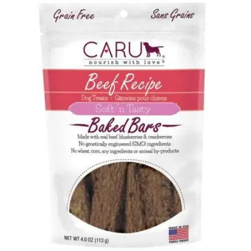 Caru Pet Food Soft 'n Tasty Baked Bars Beef Recipe Grain-Free Dog Treats Caru Pet Food