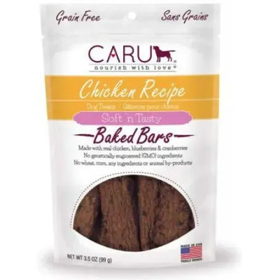 Caru Pet Food Soft 'n Tasty Baked Bars Chicken Recipe Grain-Free Dog Treats Caru Pet Food