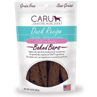 Caru Pet Food Soft 'n Tasty Baked Bars Duck Recipe Grain-Free Dog Treats Caru Pet Food