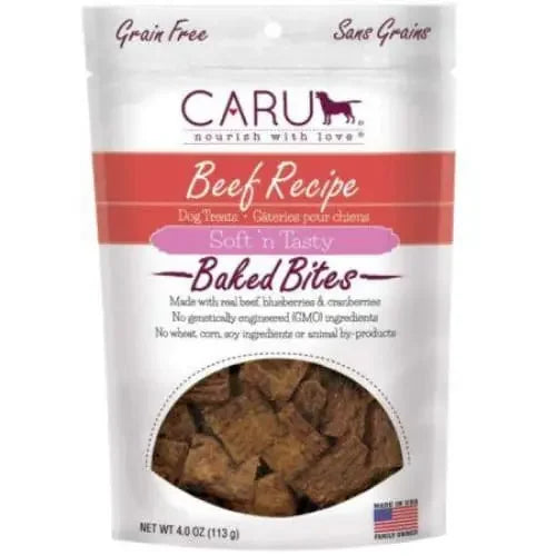 Caru Pet Food Soft 'n Tasty Baked Bites Beef Recipe Grain-Free Dog Treats Caru Pet Food