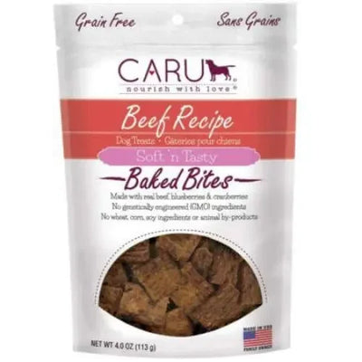 Caru Pet Food Soft 'n Tasty Baked Bites Beef Recipe Grain-Free Dog Treats Caru Pet Food