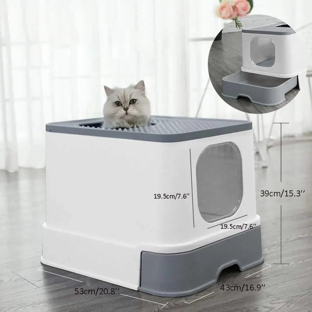 Cat Litter Box Top Entry Litter Box Cat Sandbox Large Capacity Toilet Style Tray Talis Us