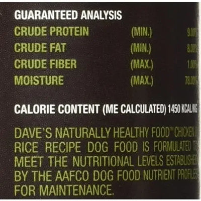 Dave's Pet Food Naturally Healthy Chicken & Rice Dog Food 13 Oz x 12 Count Dave's Pet Food