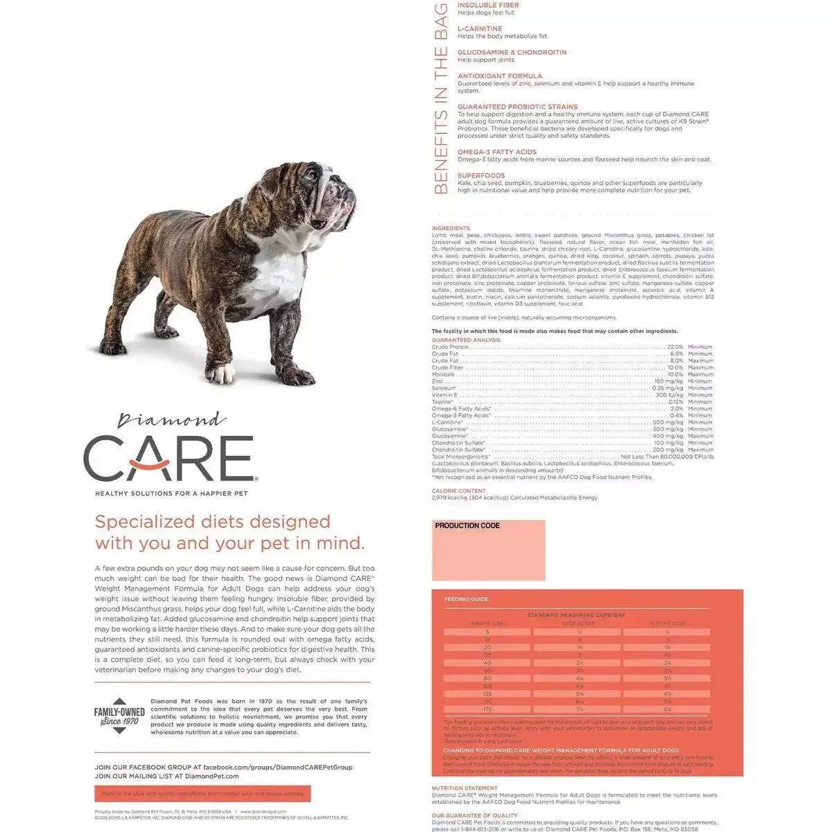 Diamond Care Weight Management Formula Adult Dry Dog Food Diamond Care