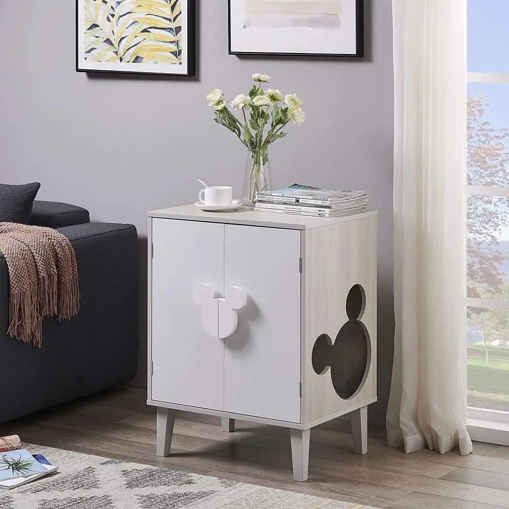 Disney Gray Cat Cabinet with Mickey Mouse Door Knobs Penn-Plax