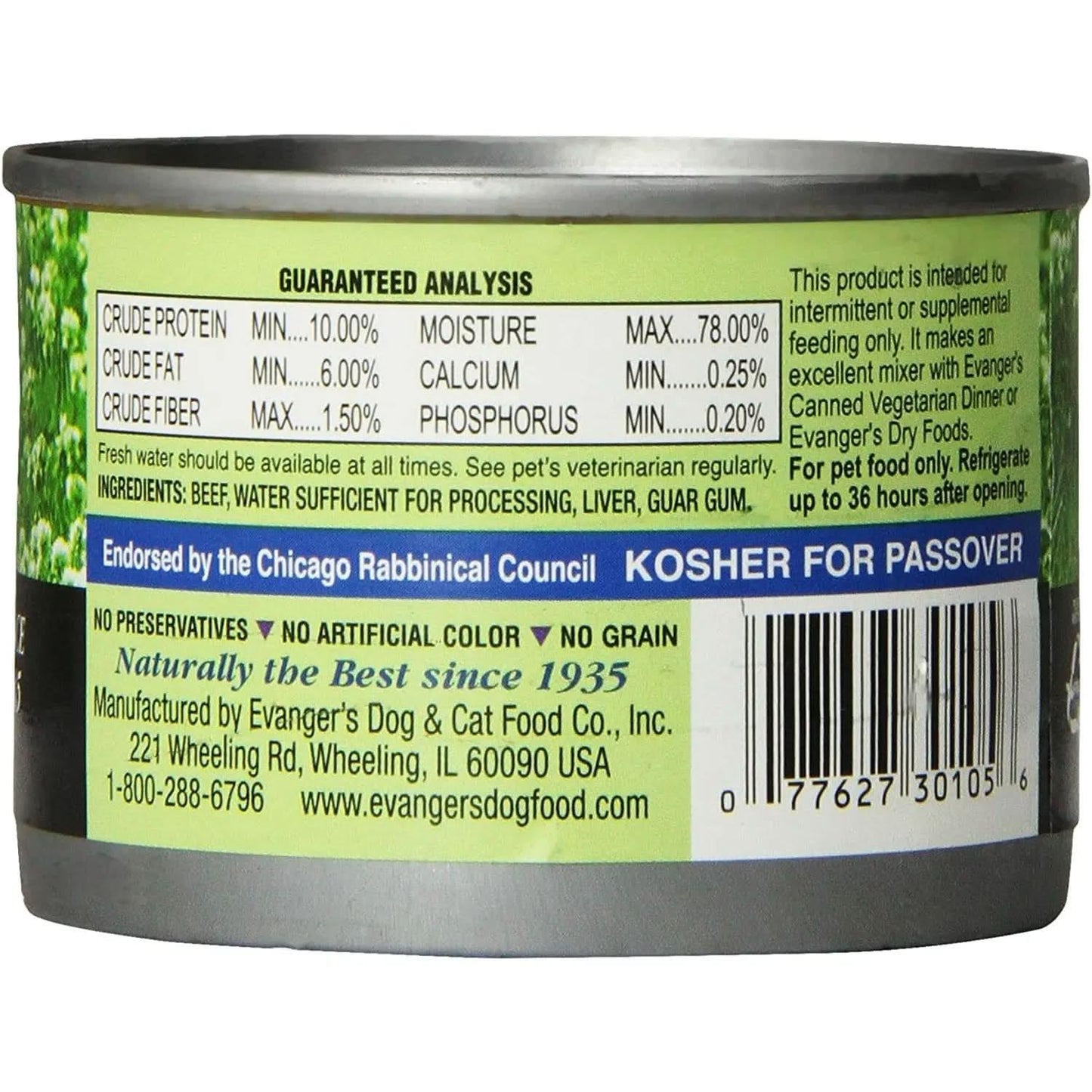 Evanger's Grain-Free Beef Canned Dog & Cat Food 24ea/6 oz Evanger's