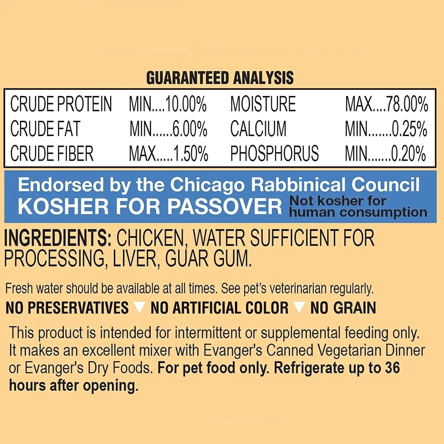 Evanger's Grain-Free Chicken Canned Dog & Cat Food 24ea/6 oz Evanger's