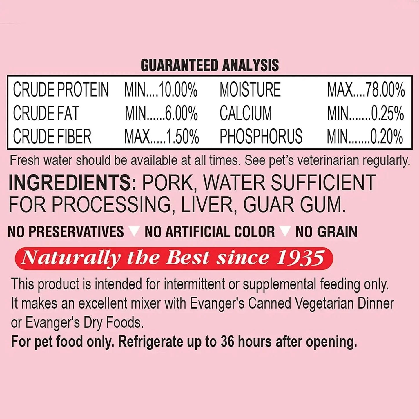 Evanger's Grain-Free Pork Canned Dog & Cat Food case of 24 Evanger's