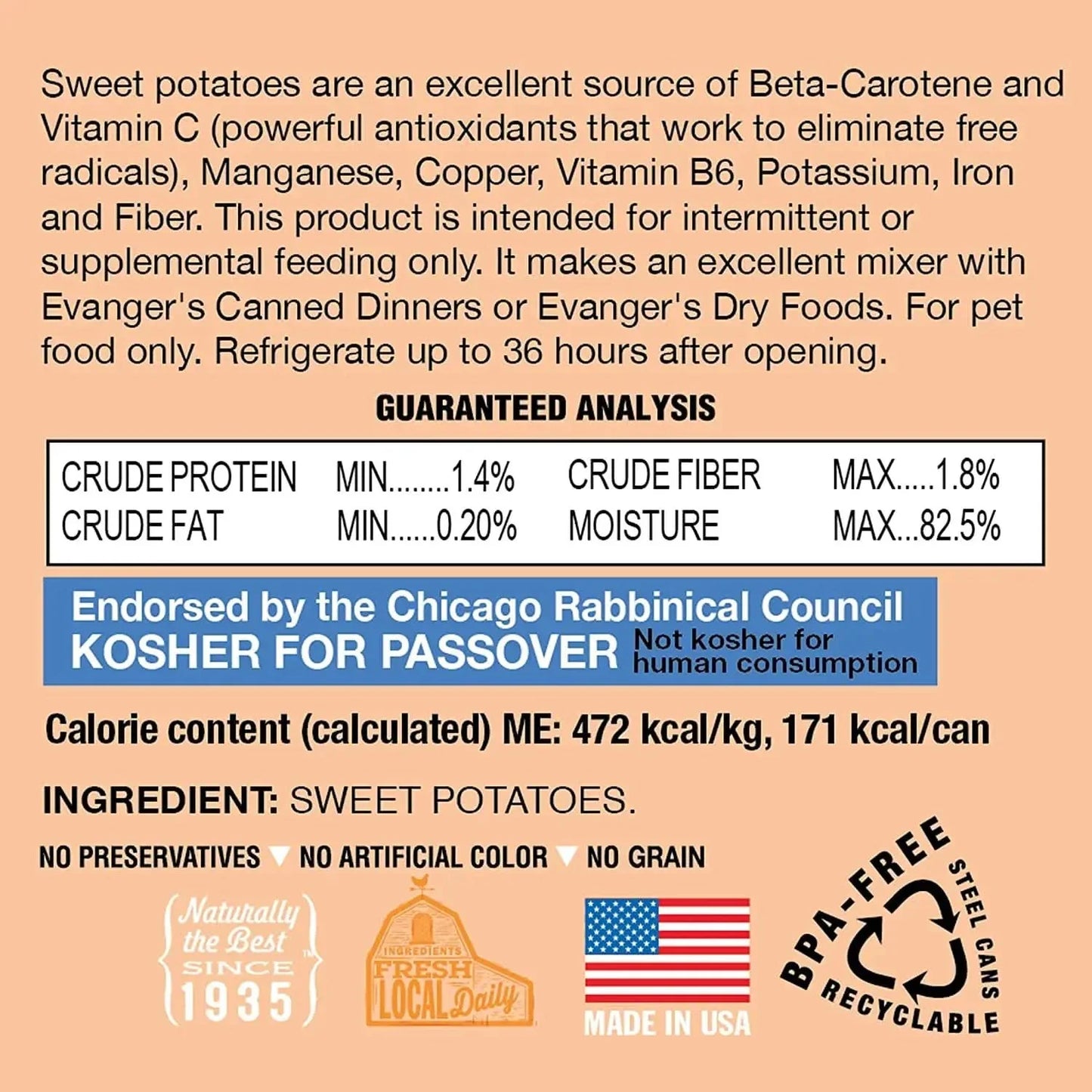 Evanger's Grain-Free Sweet Potato Canned Dog & Cat Food 12ea/12.8 oz Evanger's