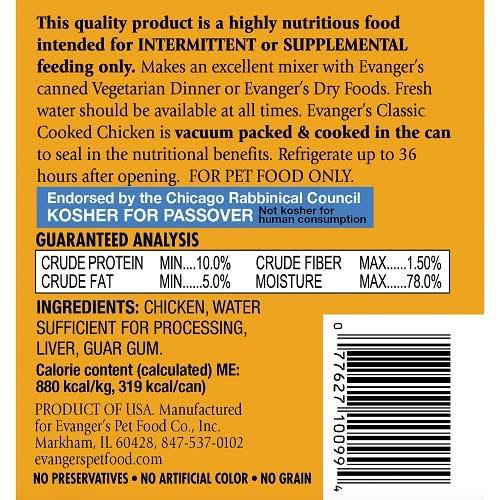 Evanger's Heritage Classic Cooked Chicken Canned Dog Food case of 12 Evanger's