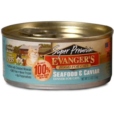 Evanger's Super Premium Seafood & Caviar Dinner Canned Cat Wet Food 24ea/5.5 oz Evanger's