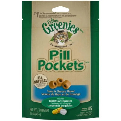 Greenies FELINE Pill Pockets Tuna & Cheese Flavor Cat Treats 1.6 oz, 45 ct Greenies CPD