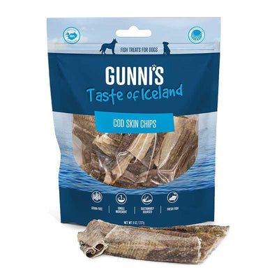 Gunni's Taste of Iceland Omega Rich Cod Skin Chips Dog Treats 9.0oz Gunni's Taste of Iceland