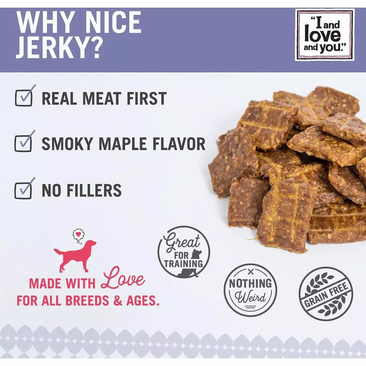 I and Love and You Nice Jerky Bites Chicken and Salmon Grain-Free Dog Treats Talis Us