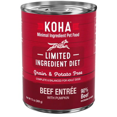 KOHA Limited Ingredient Diet Beef Entrée for Dogs 13oz Cans Case of 12 KOHA