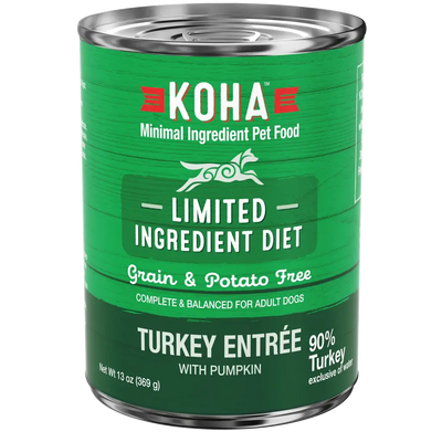 KOHA Limited Ingredient Diet Turkey Entrée for Dogs 13oz Cans Case of 12 KOHA
