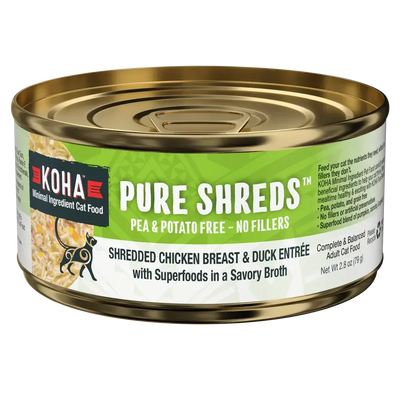KOHA Pure Shreds Shredded Chicken Breast & Duck Entrée for Cats KOHA
