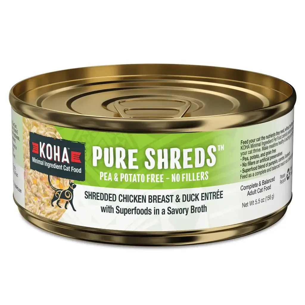 KOHA Pure Shreds Shredded Chicken Breast & Duck Entrée for Cats KOHA