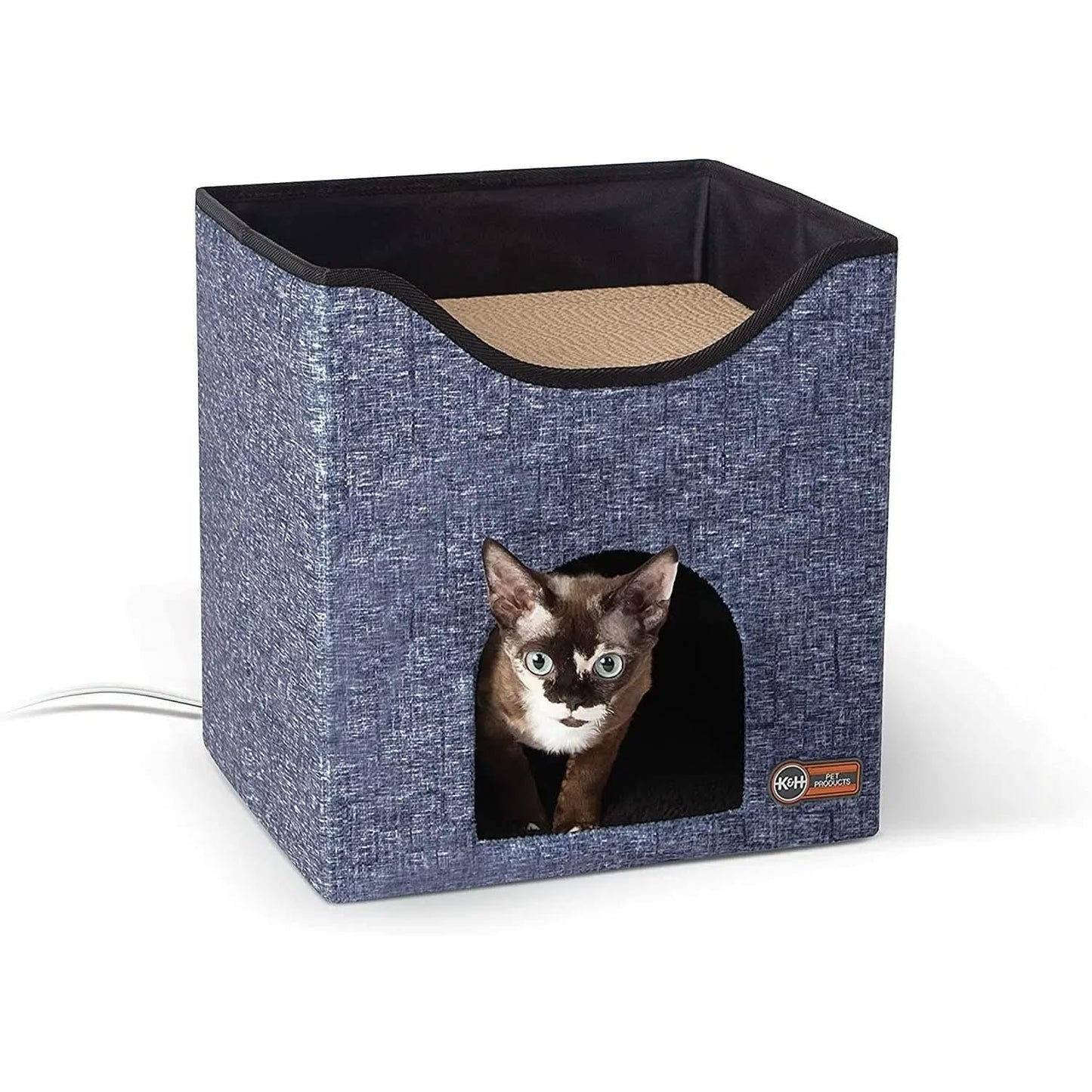 K&H PET PRODUCTS Thermo-Kitty Playhouse Heated Cat House & Cat Scratcher, 12" x 14" x 15" 4W K&H Pet Products
