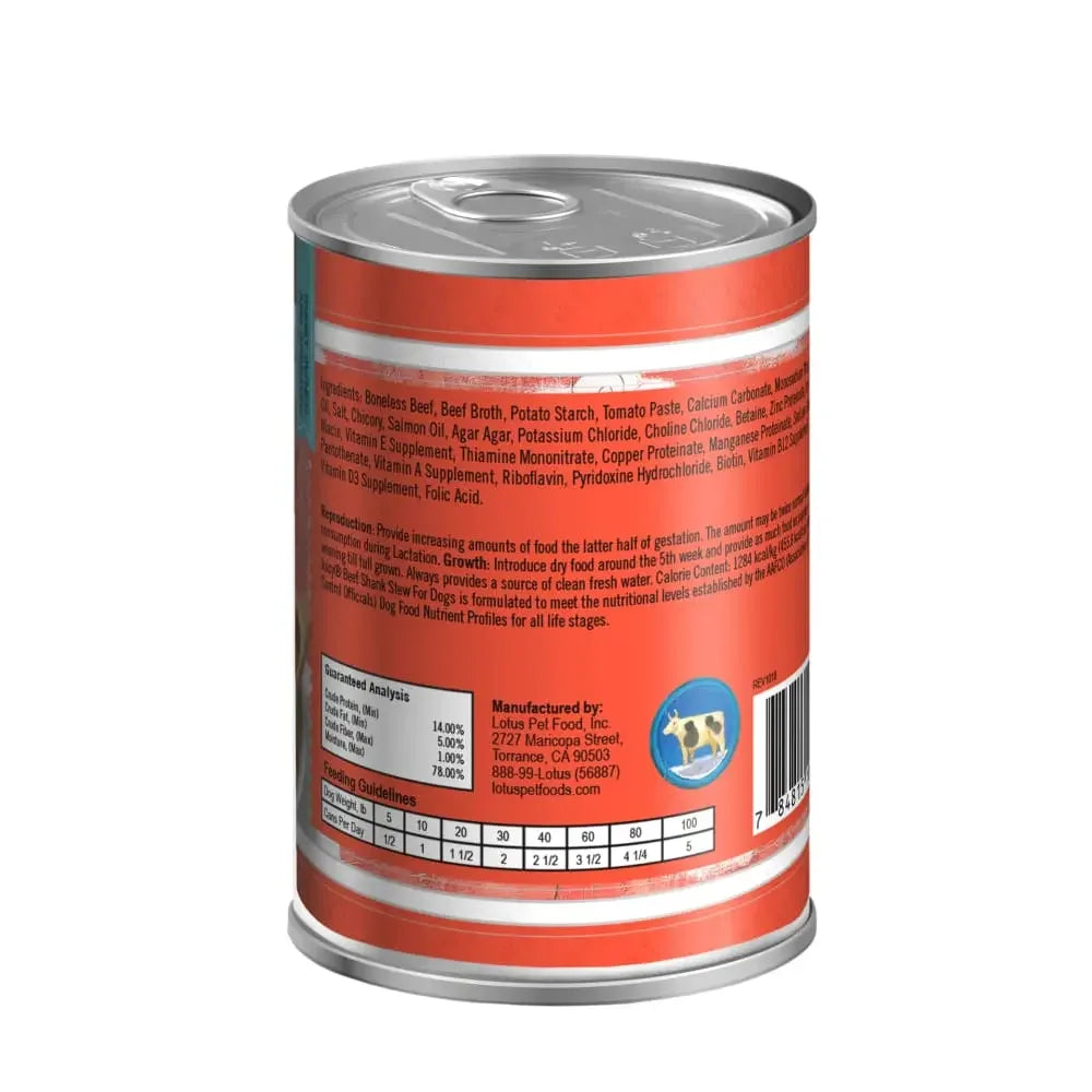 Lotus Just Juicy Beef Shank Stew Grain-Free Canned Dog Food Lotus