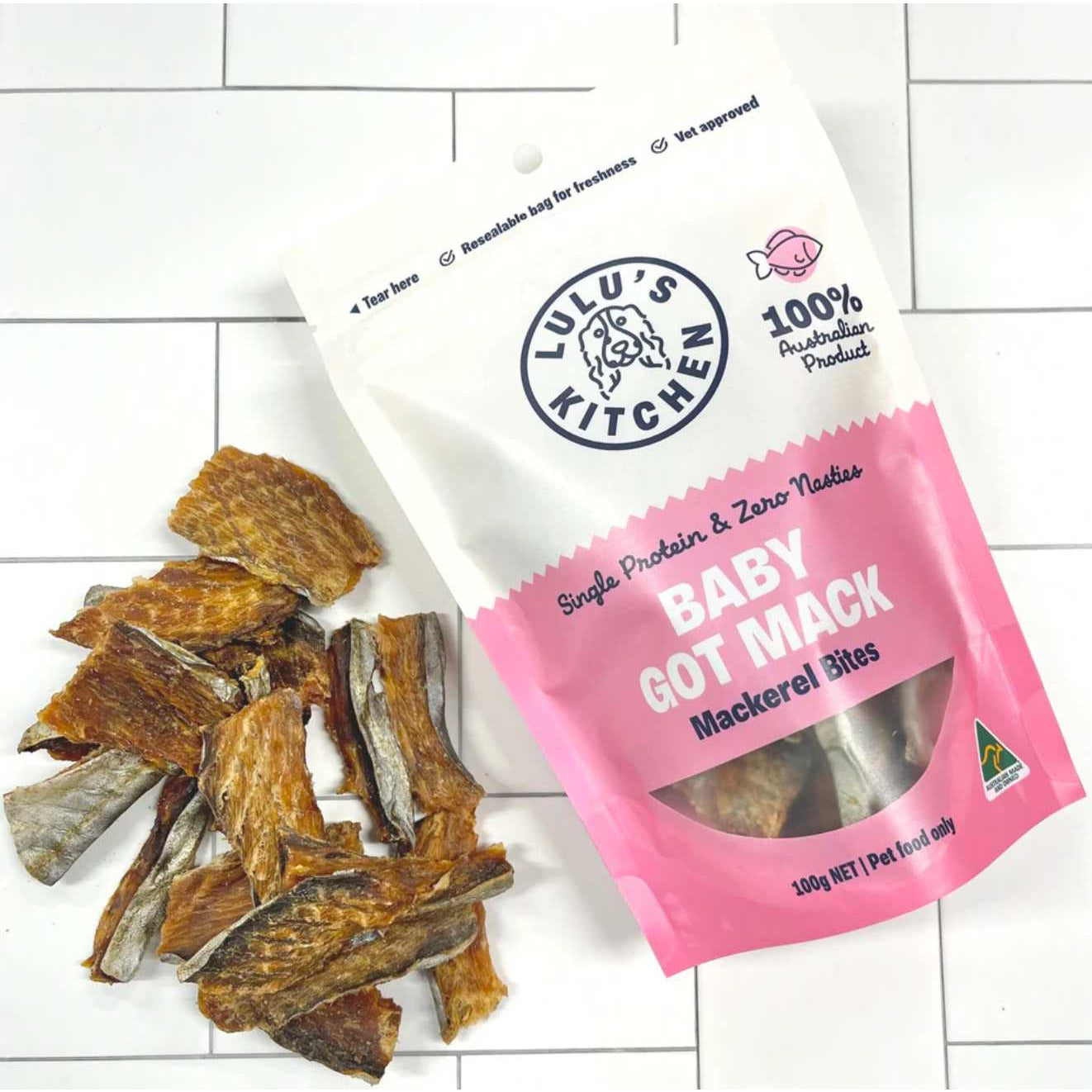 Lulu's Kitchen Baby Got Mack Mackerel Bites Dog Treats Lulu's Kitchen