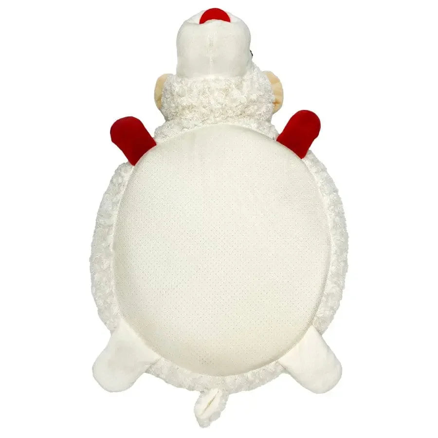 Multipet Lamb Chop dog bed featuring a sheep design with red accents on the paws