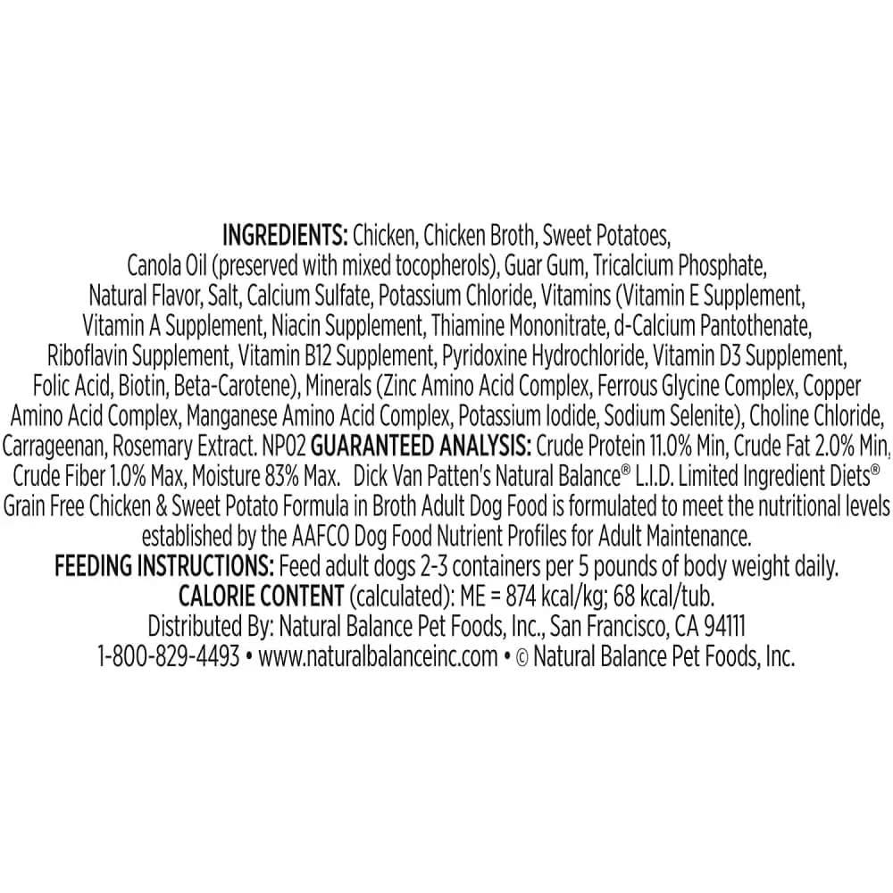 Natural Balance Pet Foods L.I.D Chicken & Sweet Potato in Broth Dog Food 24ea/2.75 oz, 24 pk Natural Balance CPD