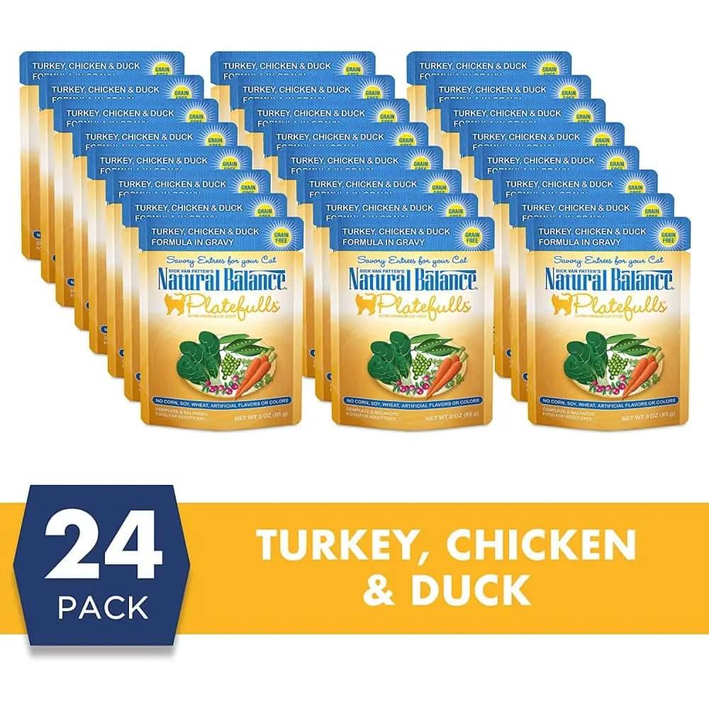 Natural Balance Pet Foods Platefulls Turkey Chicken & Duck Formula in Gravy Cat Wet Food 3 oz, 24 pk Natural Balance CPD