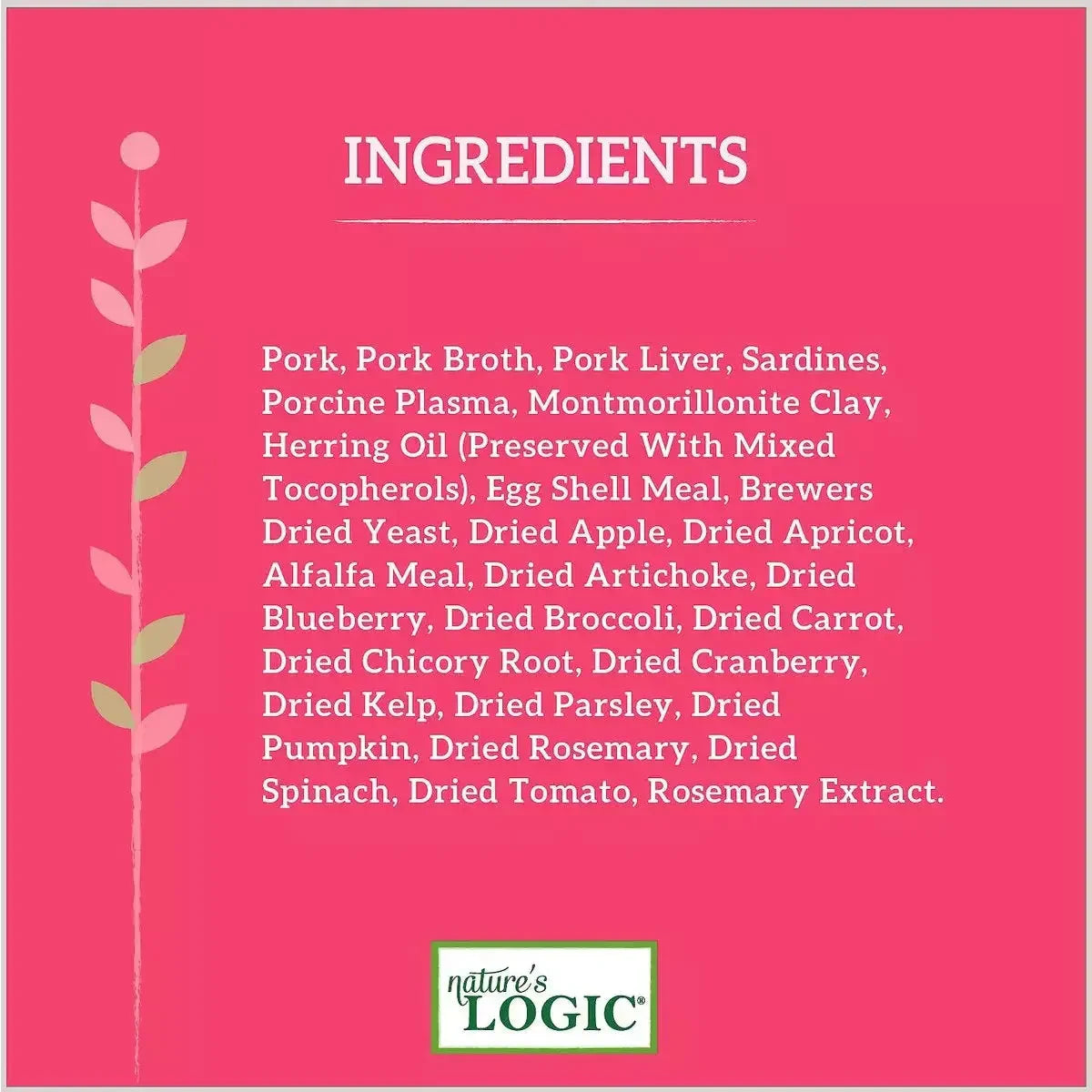 Nature's Logic Canine Pork Feast Grain-Free Canned Dog Food 13.2 oz Case of 12 Nature's Logic