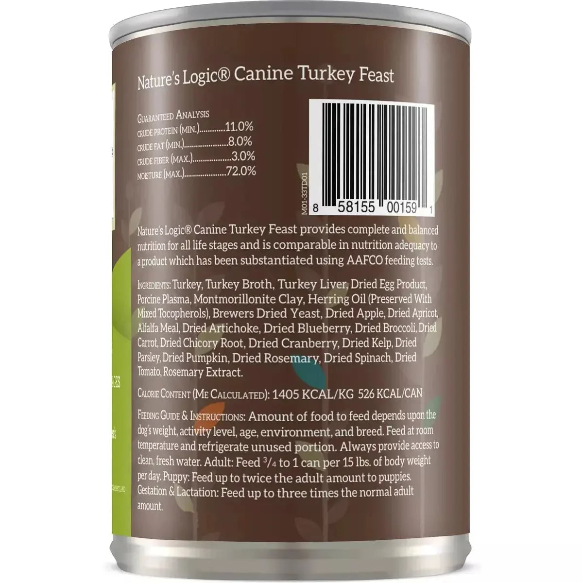Nature's Logic Canine Turkey Feast Grain-Free Canned Dog Food 13.2 oz Case of 12 Nature's Logic