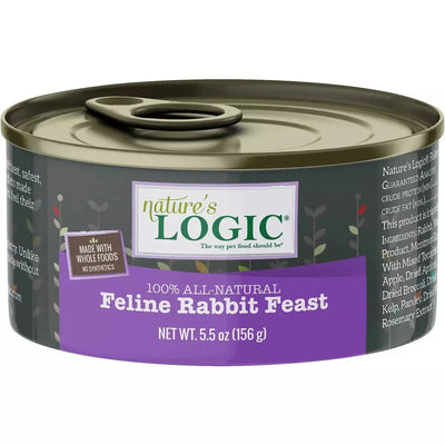 Nature's Logic Feline Rabbit Feast Grain-Free Canned Cat Food 5.5 oz Case of 24 Nature's Logic