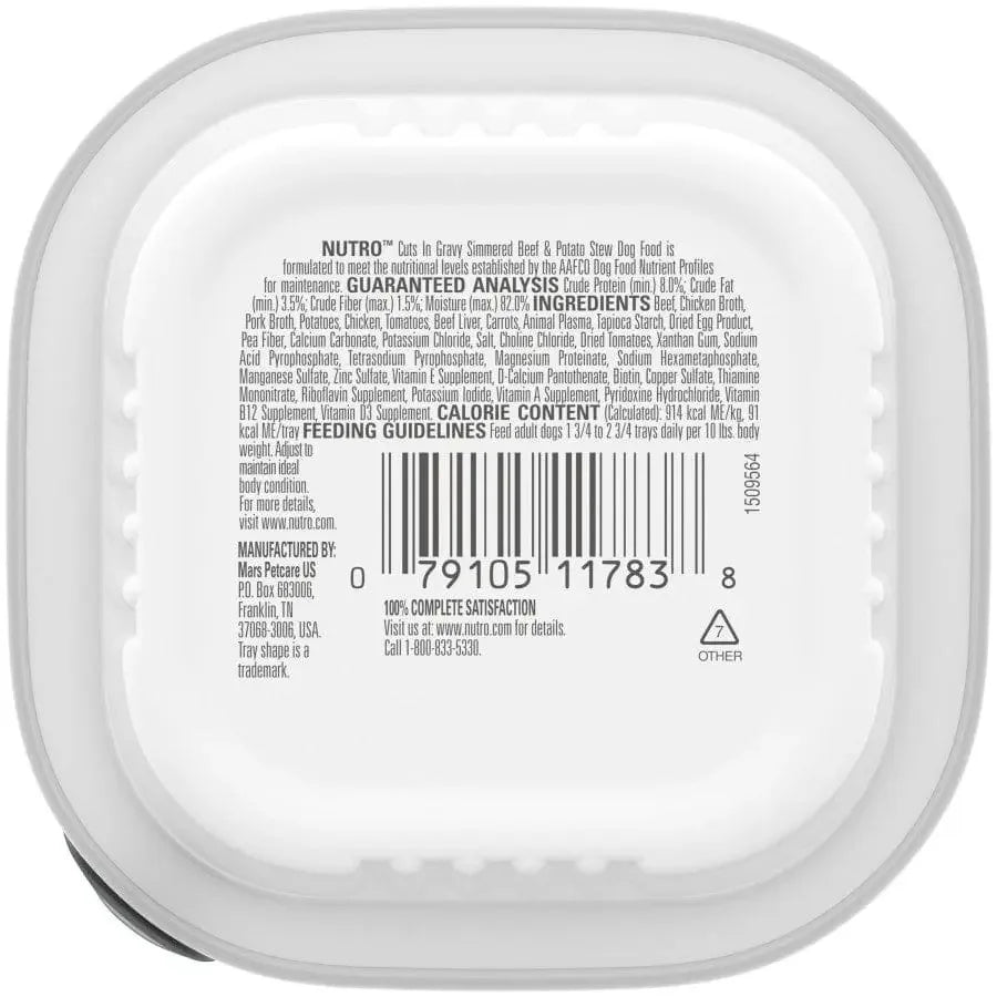 Nutro Products Grain Free Cuts in Gravy Adult Wet Dog Food Beef & Potato Stew Nutro