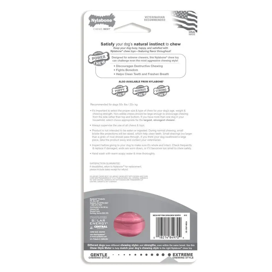 Nylabone Breast Cancer Awareness Chicken Dog Power Chew Toy Nylabone
