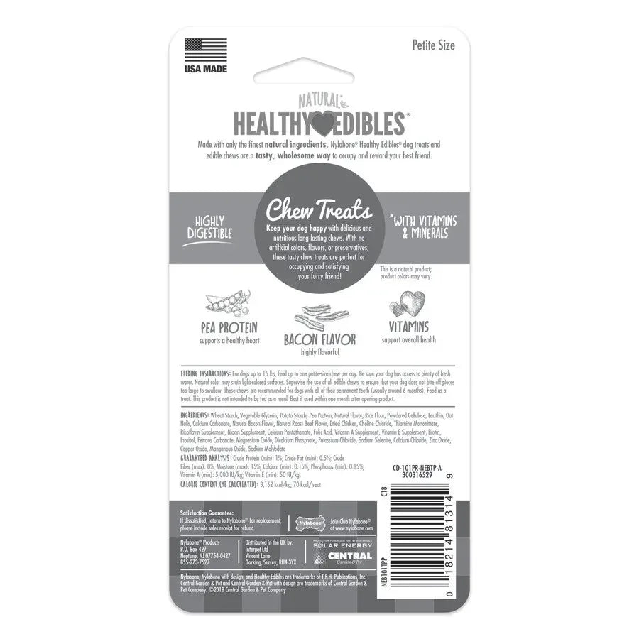 Nylabone Healthy Edibles All-Natural Long Lasting Bacon Flavor Chew Treats Nylabone