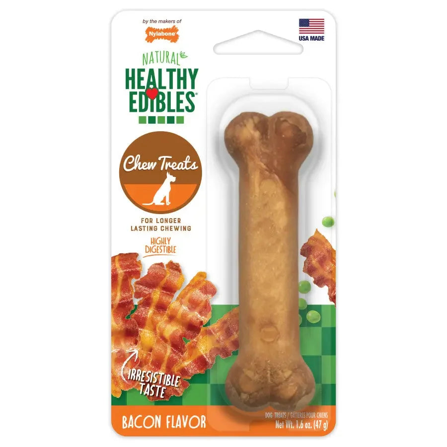 Nylabone Healthy Edibles All-Natural Long Lasting Bacon Flavor Chew Treats Nylabone