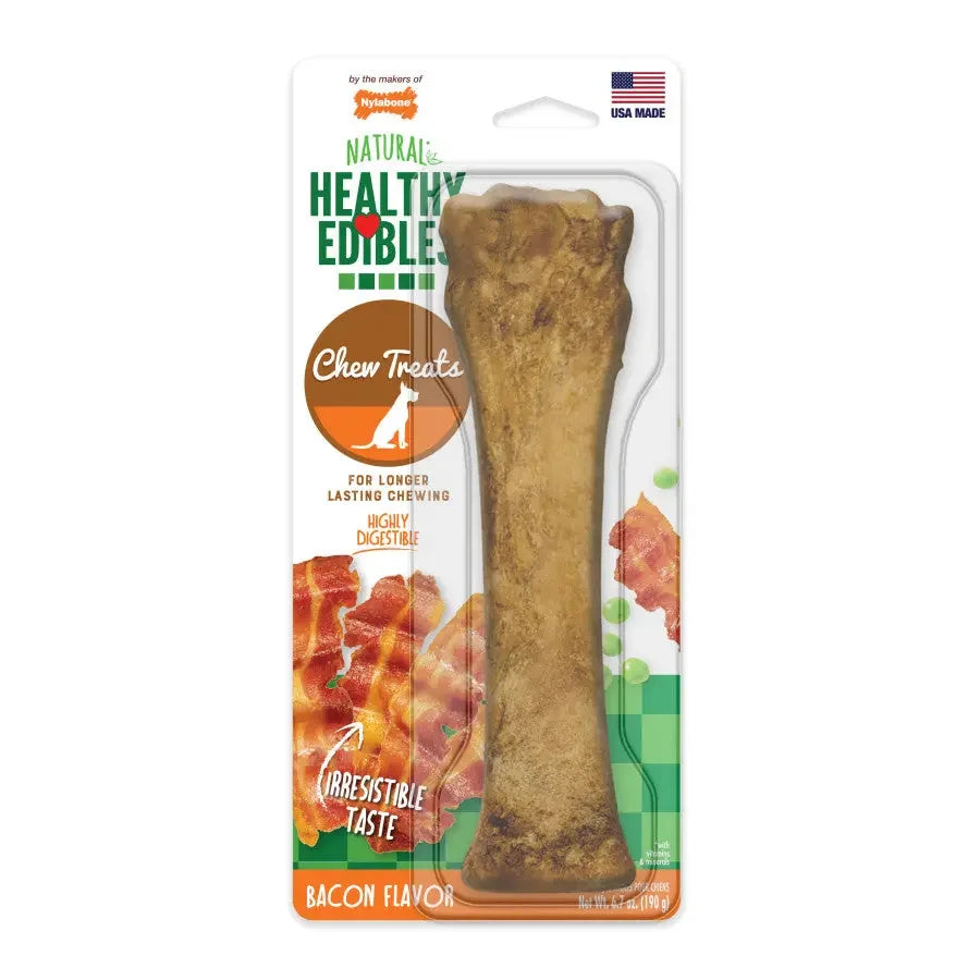 Nylabone Healthy Edibles All-Natural Long Lasting Bacon Flavor Chew Treats Nylabone