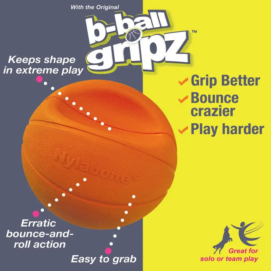 Nylabone Power Play Dog Basketball B-Ball Gripz Nylabone