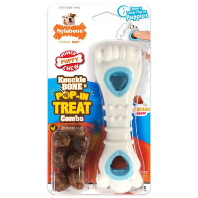 Nylabone Puppy Power Chew Knuckle Bone & Pop-In Puppy Treat Toy Combo Nylabone