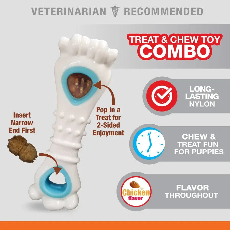 Nylabone Puppy Power Chew Knuckle Bone & Pop-In Puppy Treat Toy Combo Nylabone
