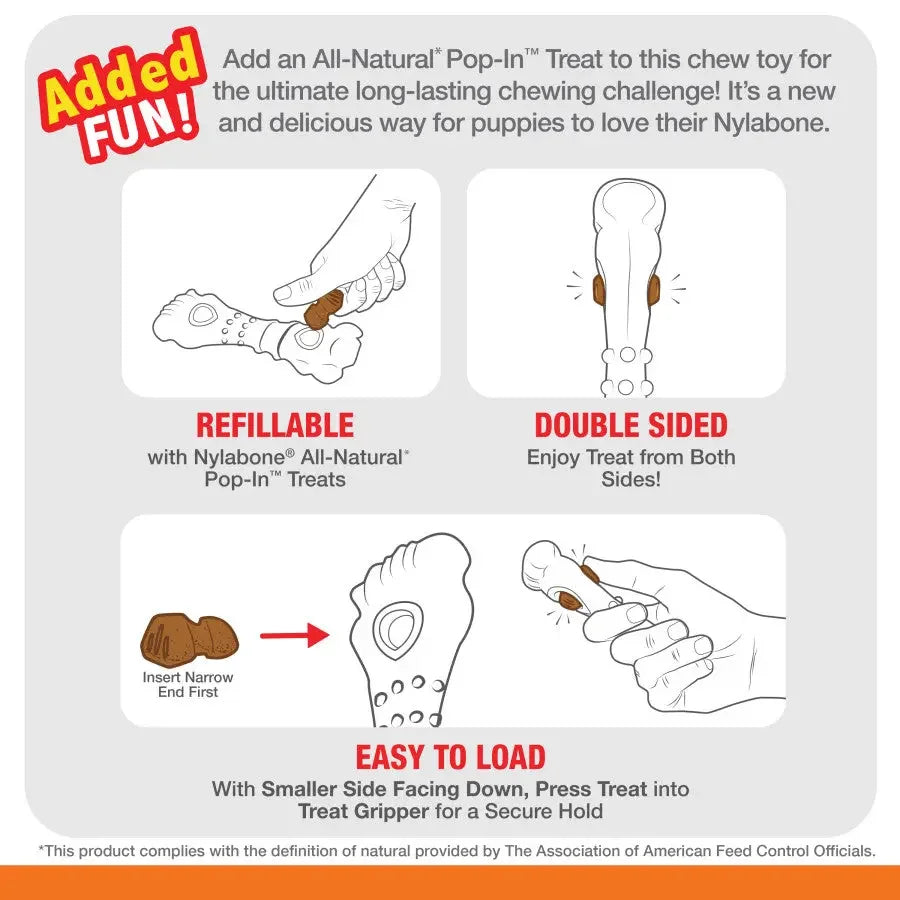 Nylabone Puppy Power Chew Knuckle Bone & Pop-In Puppy Treat Toy Combo Nylabone