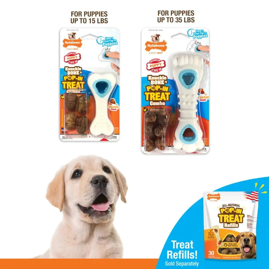 Nylabone Puppy Power Chew Knuckle Bone & Pop-In Puppy Treat Toy Combo Nylabone