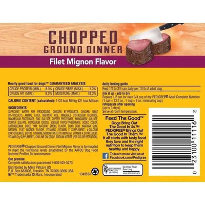 Pedigree Chopped Ground Dinner Filet Mignon Canned Dog Food 13.2 oz, 12 pk Pedigree