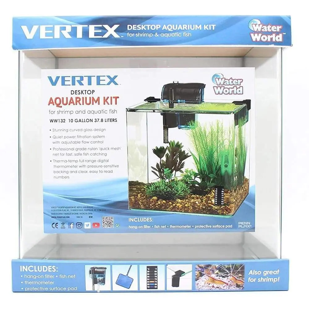 Penn-Plax Water-World Vertex 10 Gallon Fish Tank Kit Perfect for