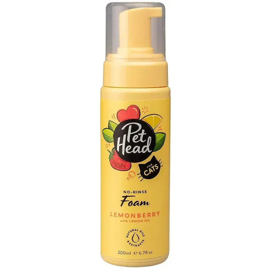 Pet Head No-Rinse Foam for Cats Lemonberry with Lemon Oil Pet Head