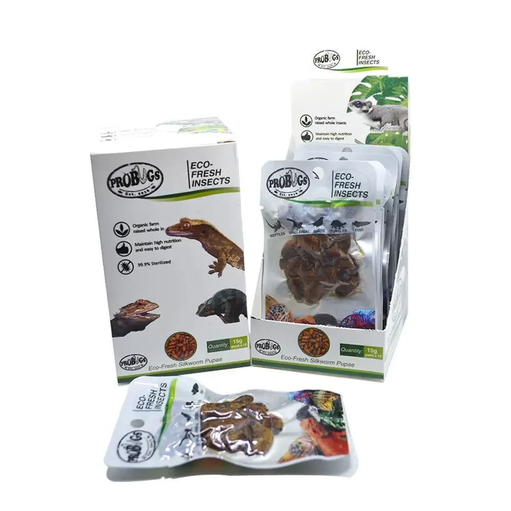 Pro Bugs Eco-Fresh Silkworm Pupae for Geckos, lizards, Birds, Koi Food Pro Bugs