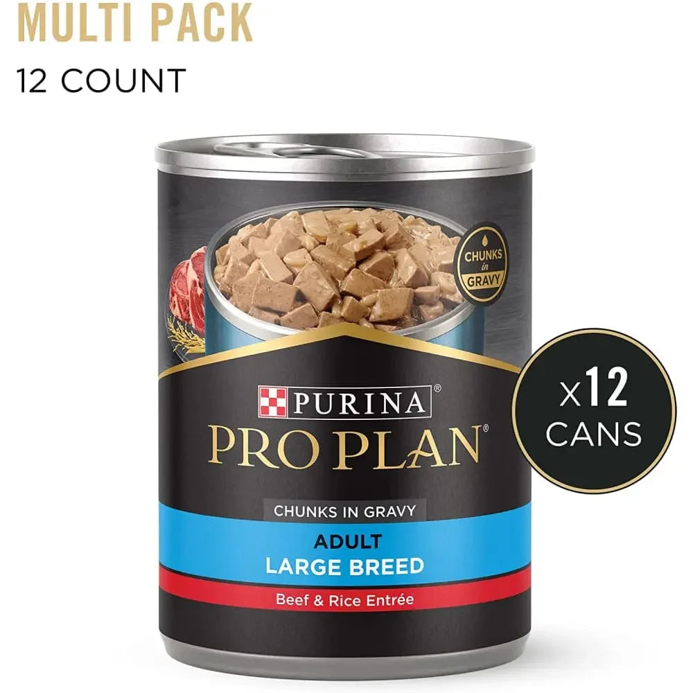 Pro Plan Beef & Rice Chunks in Gravy Large Breed Dog 12 / 13 oz Purina Pro Plan