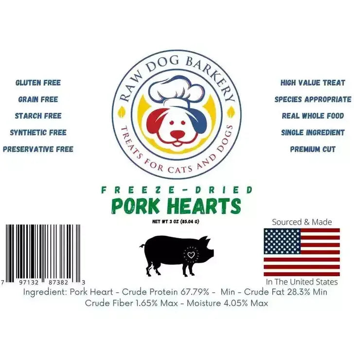 Raw Dog Barkery Pork Hearts Freeze-Dried Dog Treats Raw Dog Barkery