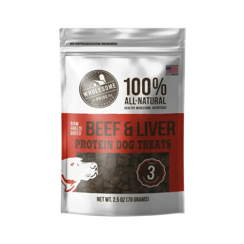 Raw Freeze Dried Beef & Liver Dog Treats, Red, 2.5 Oz Wholesome Pride