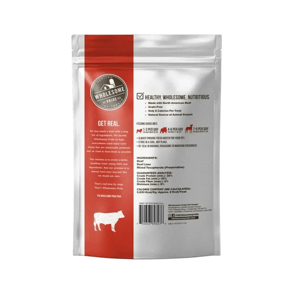Raw Freeze Dried Beef & Liver Dog Treats, Red, 2.5 Oz Wholesome Pride