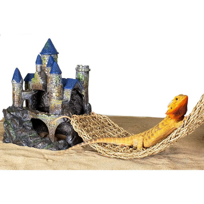 Reptology Castle Hide-Away & Lizard Lounger Bridge Reptile Habitat Decorations Reptology
